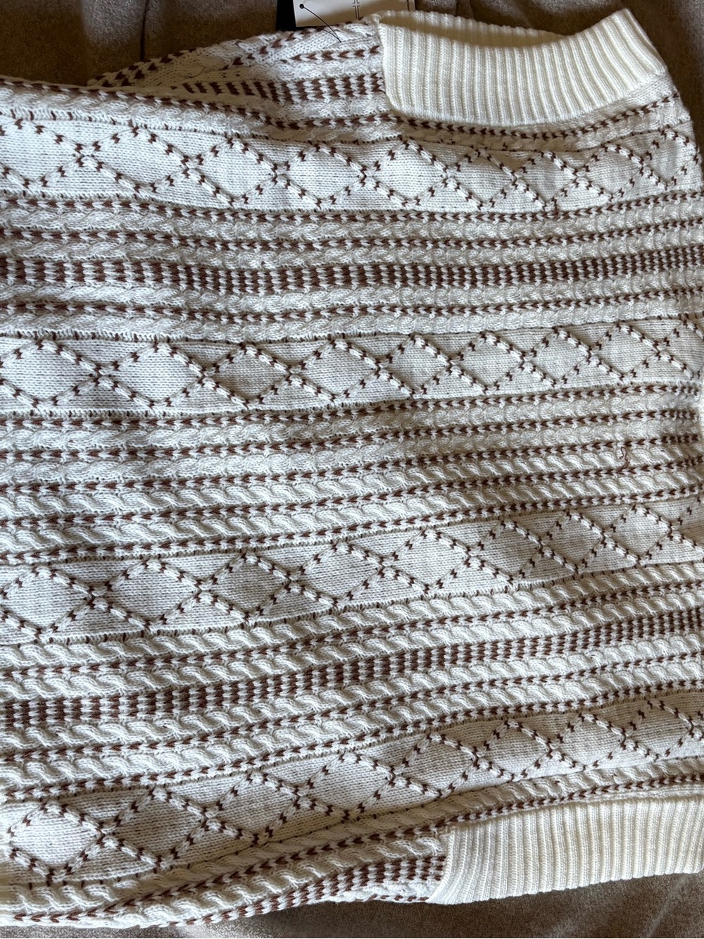Liverpool cream and brown cap sleeve knit sweater size XL - Picture 5 of 6